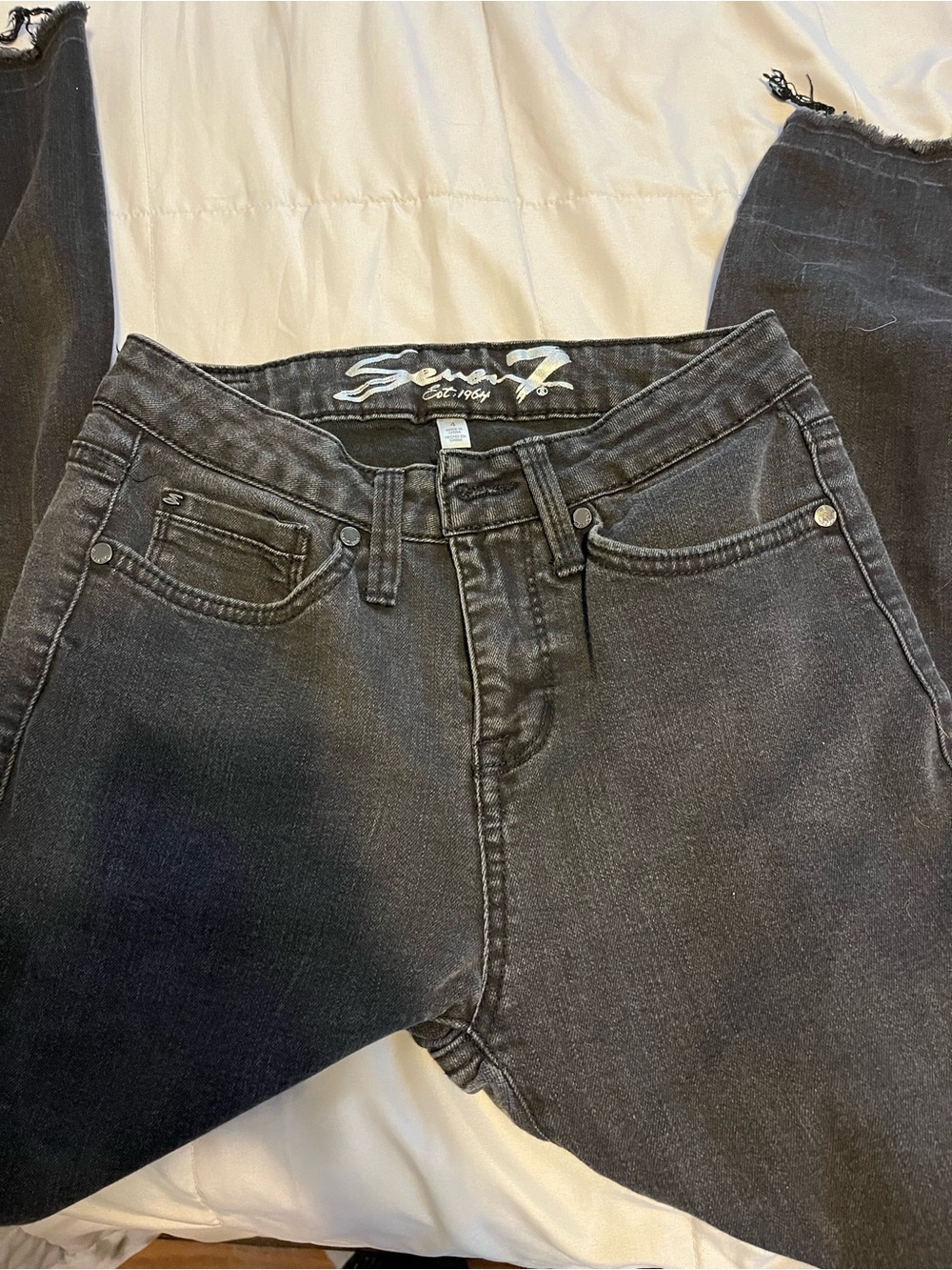 Seven7 Black High-Rise Straight Leg Jeans